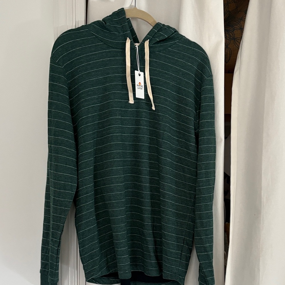 Marine Layer Teal Striped Hoodie Sweater - Picture 3 of 6